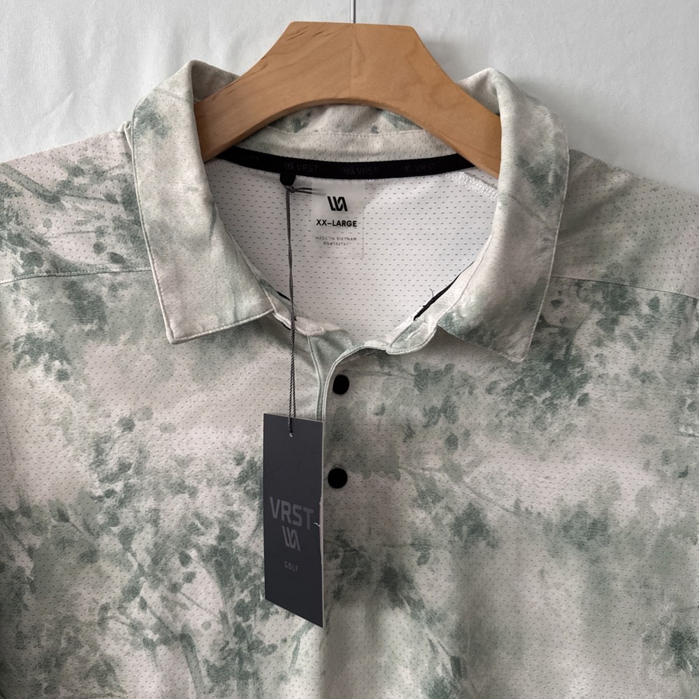 Mens Golf Performance XXL SS Polo Shirt Green/White Floral Print NWT VRST GOLF